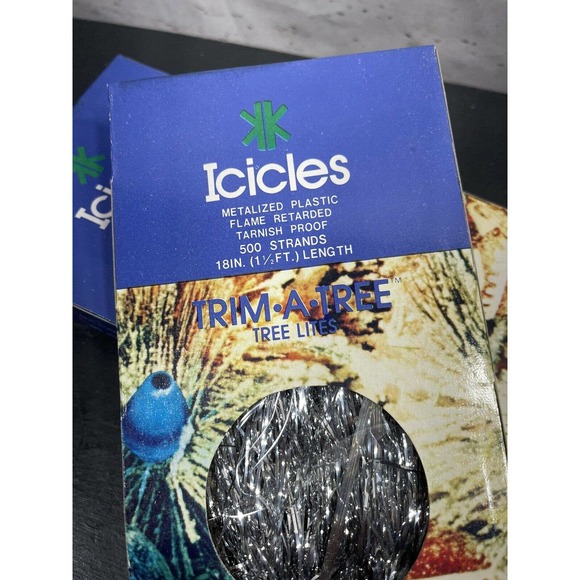 Lot of 3 Boxes Vintage Icicles Trim-A-Tree Foil Silver Christmas Tree Tinsel NOS - Picture 2 of 10